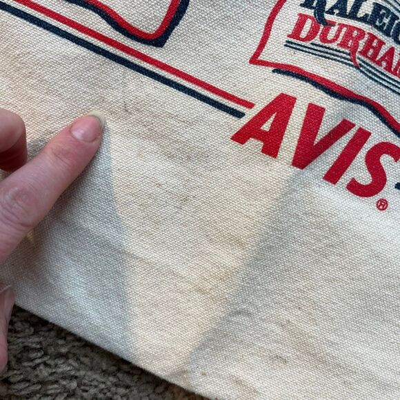 VTG 80s 90s American Airlines x Avis Canvas Travel Tote Bag Double Sided - Picture 9 of 12
